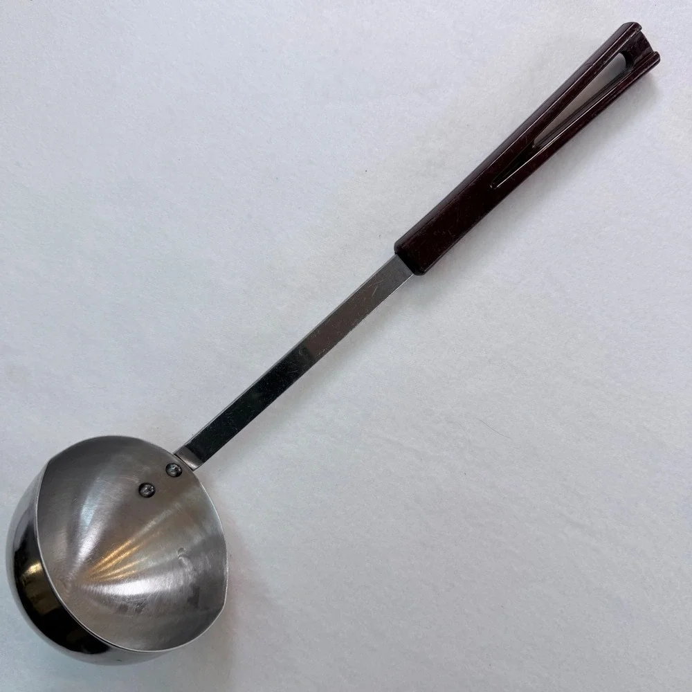 Stanhome Ladle Stainless Steel‎ Burgundy Plastic Handle Vintage